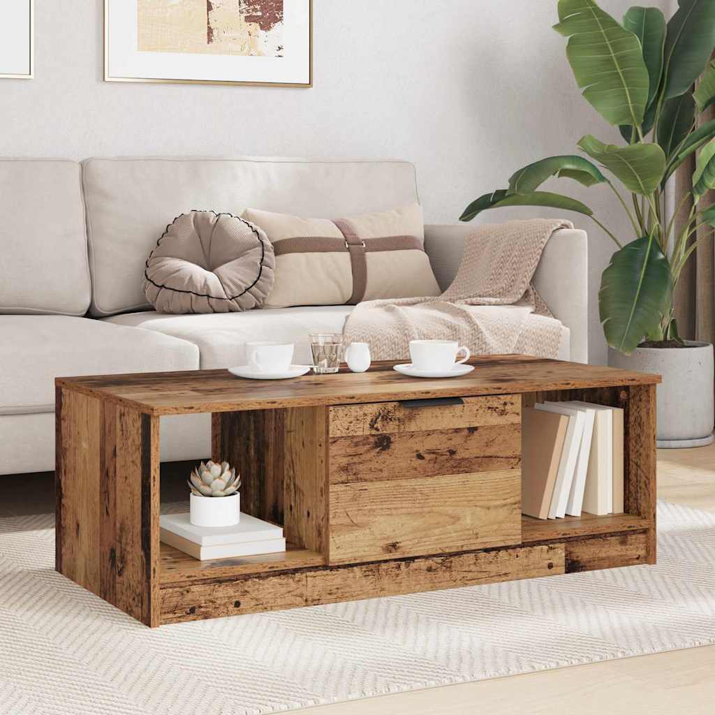 Couchtisch mit Schubladen Altholz 102 x 50 x 36cm Holzwerkstoff