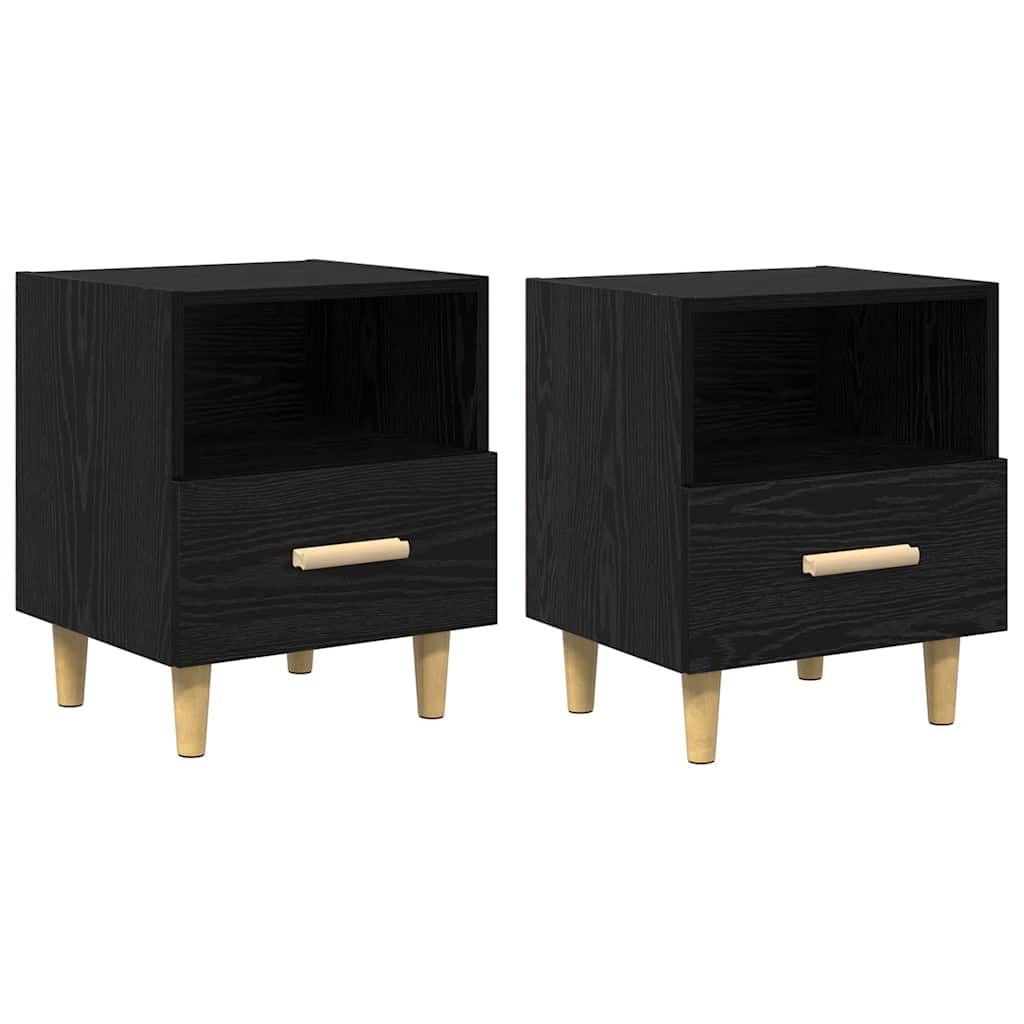 Nachttisch 2 pcs Schwarz Eichen-Optik 40 x 35 x 47 cm