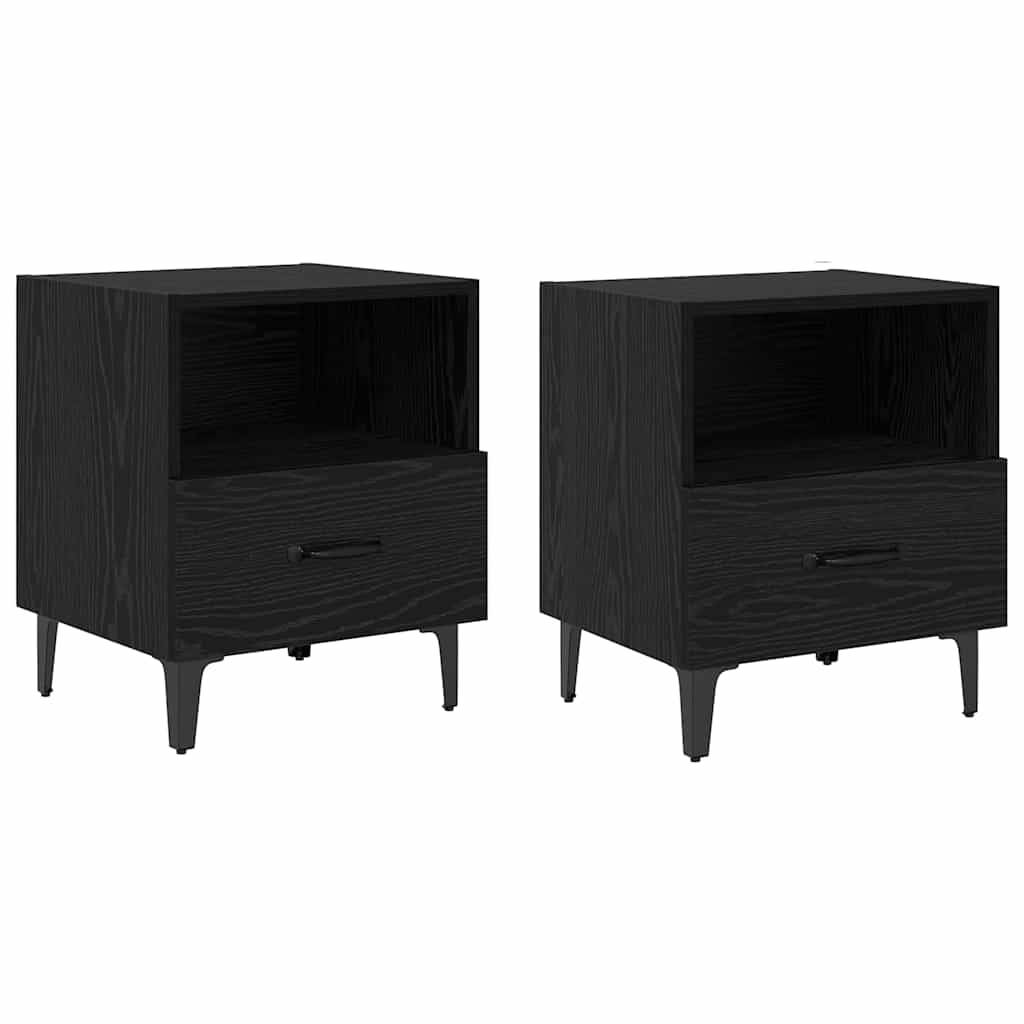 Nachttisch 2 pcs Schwarz Eichen-Optik 40 x 35 x 47,5 cm