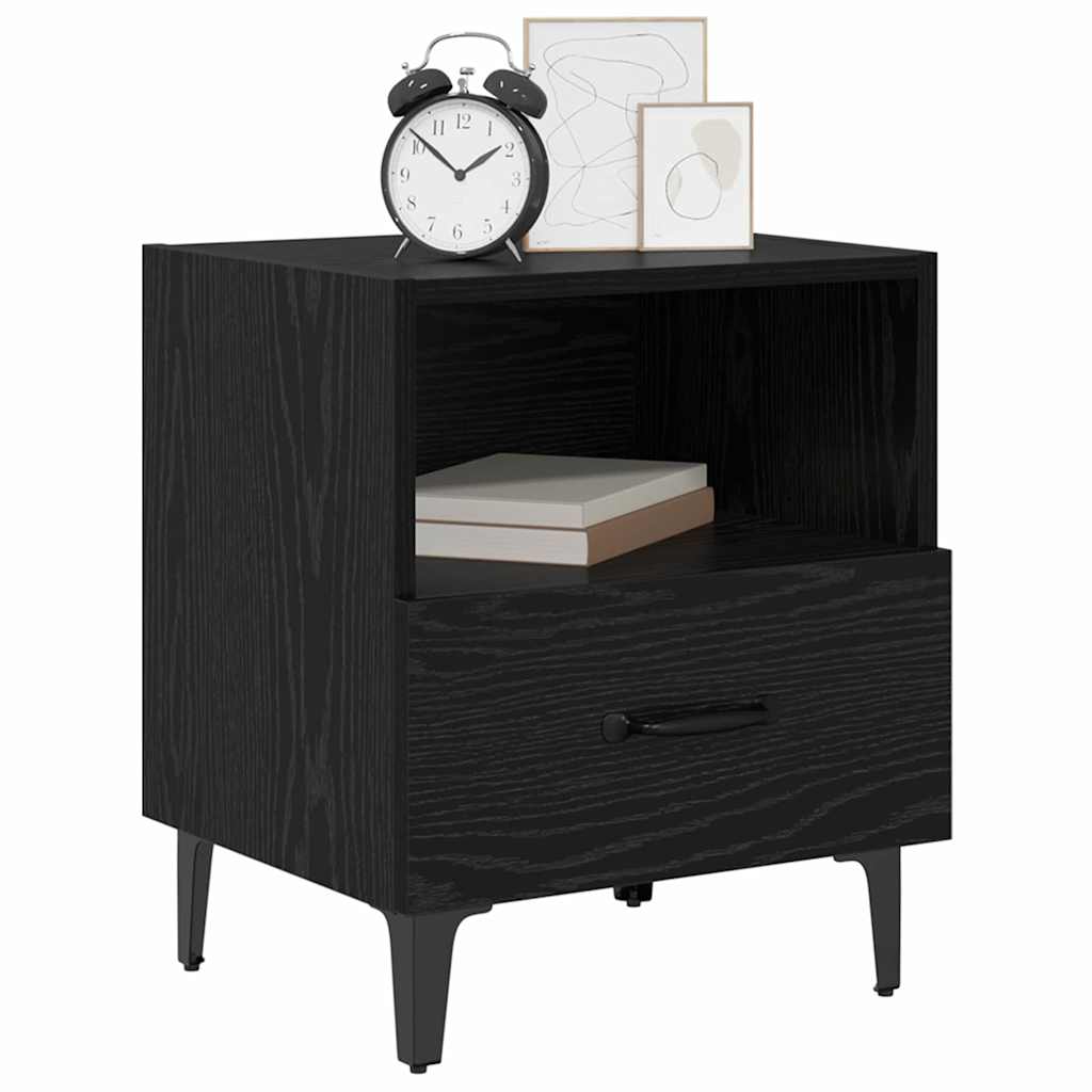 Nachttisch 2 pcs Schwarz Eichen-Optik 40 x 35 x 47,5 cm