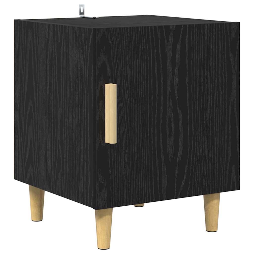 Nachttisch 2 pcs Schwarz Eichen-Optik 40 x 40 x 50 cm