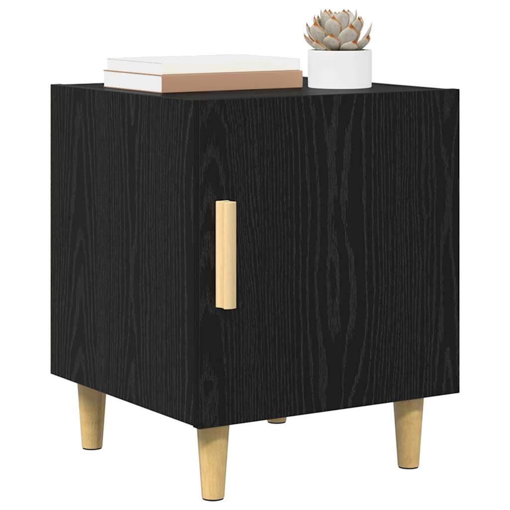Nachttisch 2 pcs Schwarz Eichen-Optik 40 x 40 x 50 cm