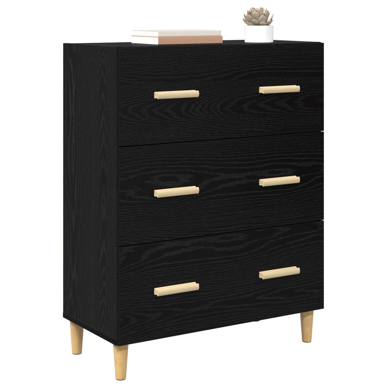 Sideboard Schwarz Eichen-Optik 69,5 x 34 x 90 cm Holzwerkstoff