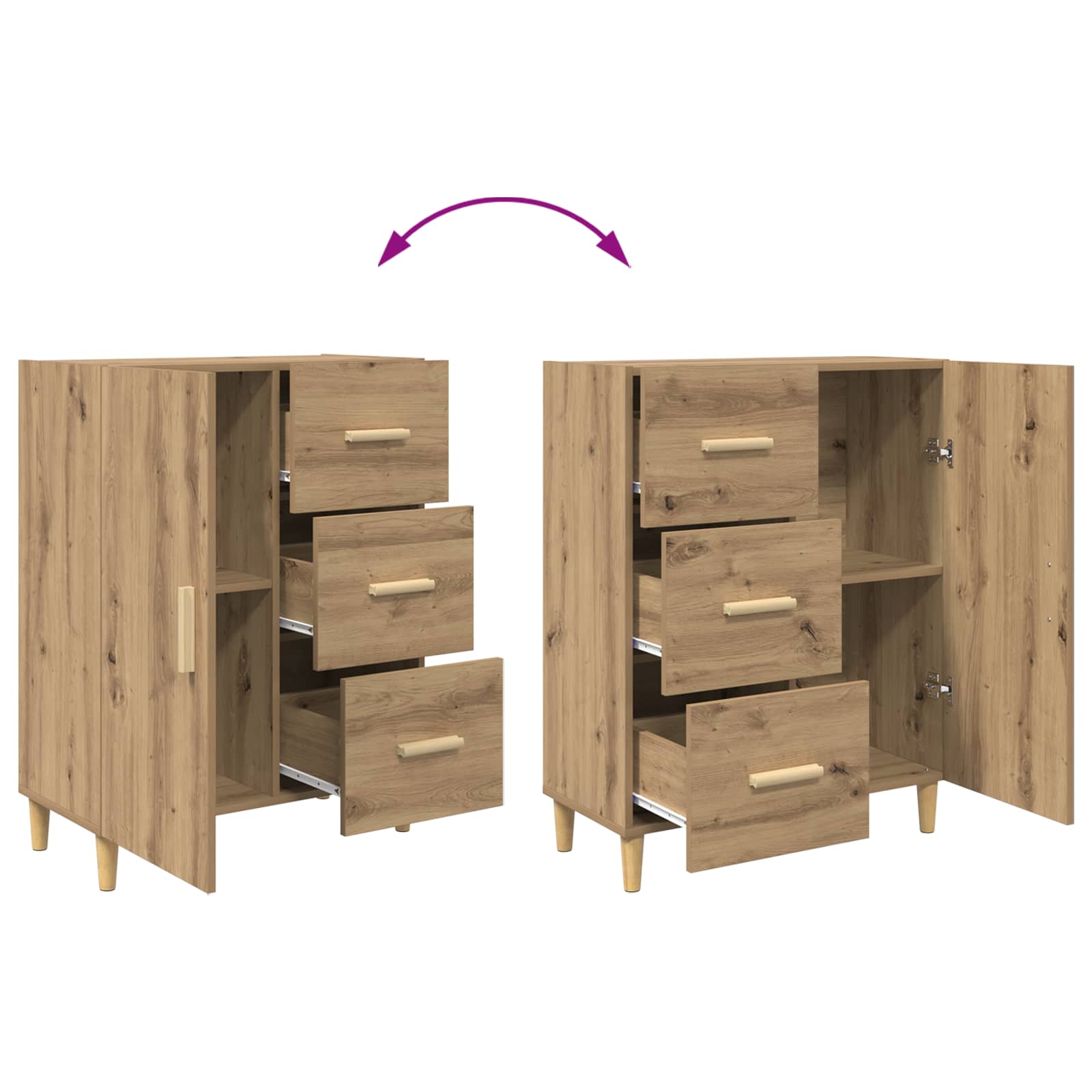 Sideboard Artisan-Eiche 34 x 69,5 x 90 cm Holzwerkstoff