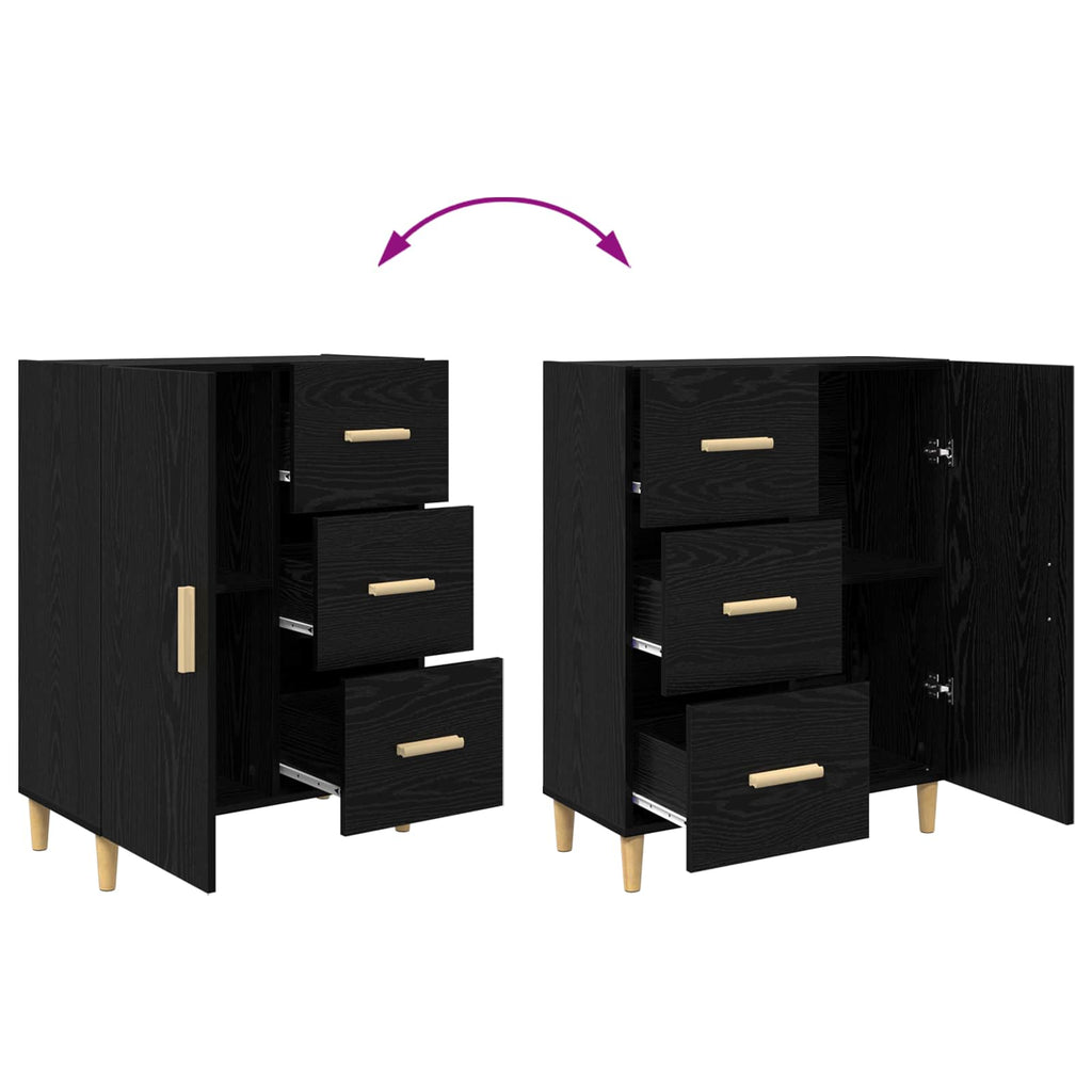 Sideboard Schwarz Eichen-Optik 34 x 69,5 x 90 cm Holzwerkstoff