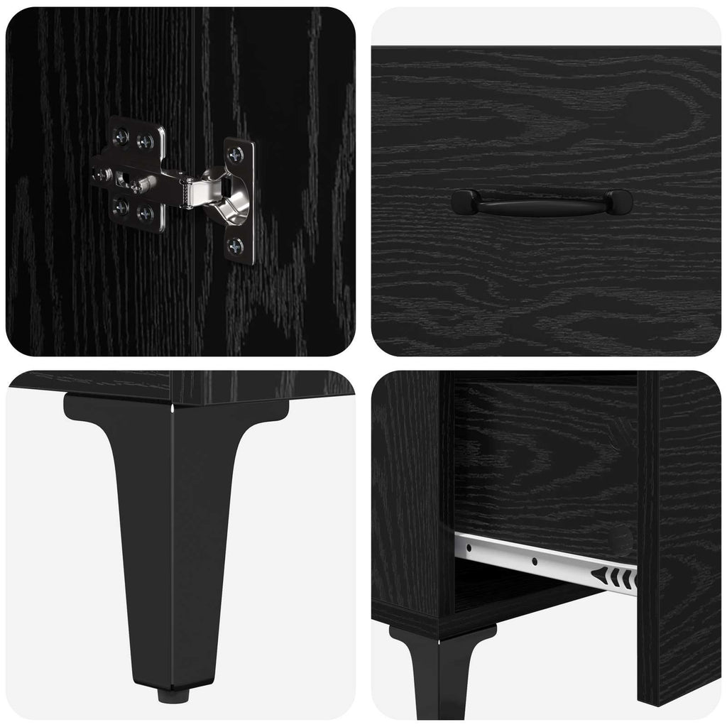 Sideboard Schwarz Eichen-Optik 69,5 x 34 x 90 cm Holzwerkstoff