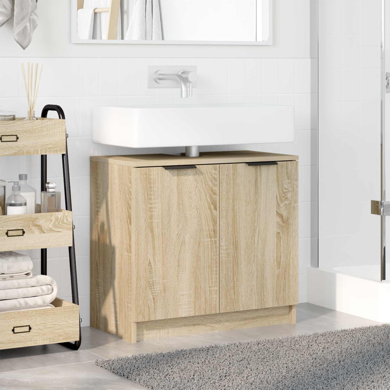 Badezimmerschrank mit Speicher Sonoma-Eiche 64,5 x 33,5 x 59 cm