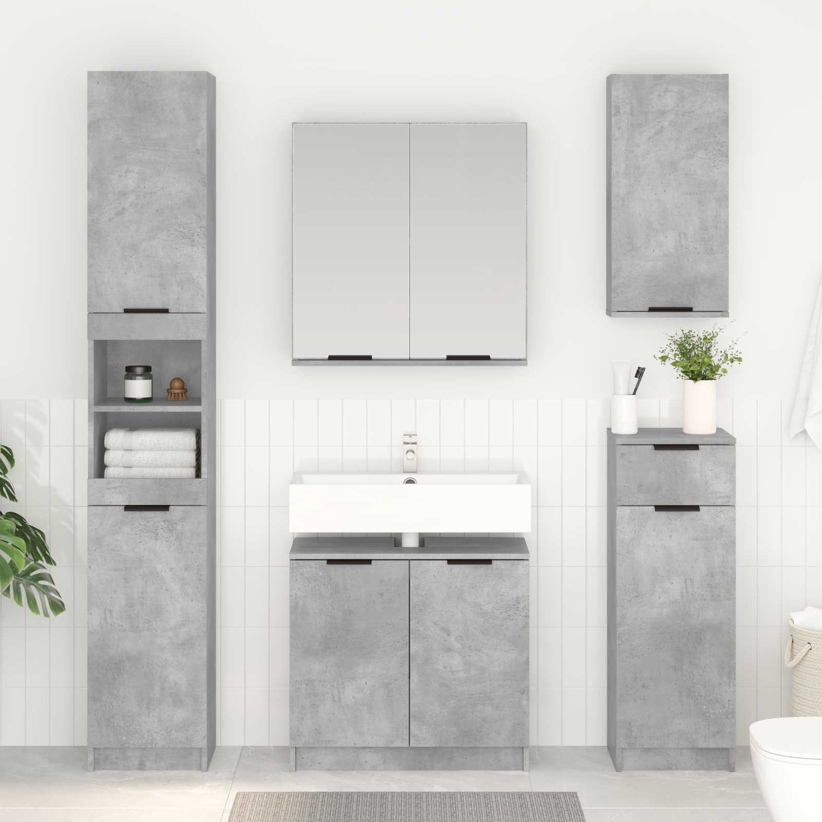 Badezimmerschrank Beton Grau 64,5 x 33,5 x 59 cm Holzwerkstoff