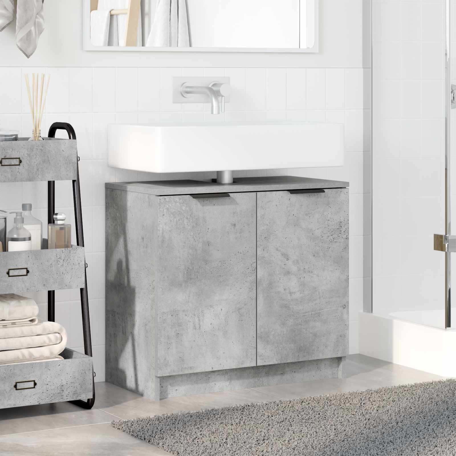 Badezimmerschrank Beton Grau 64,5 x 33,5 x 59 cm Holzwerkstoff