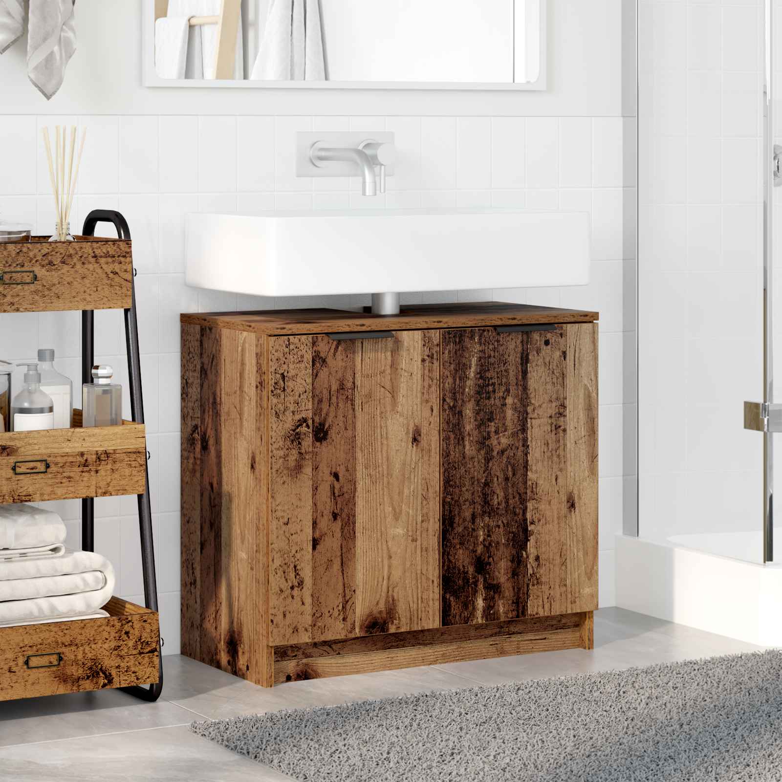 Badezimmerschrank Altholz 64,5 x 33,5 x 59 cm Holzwerkstoff