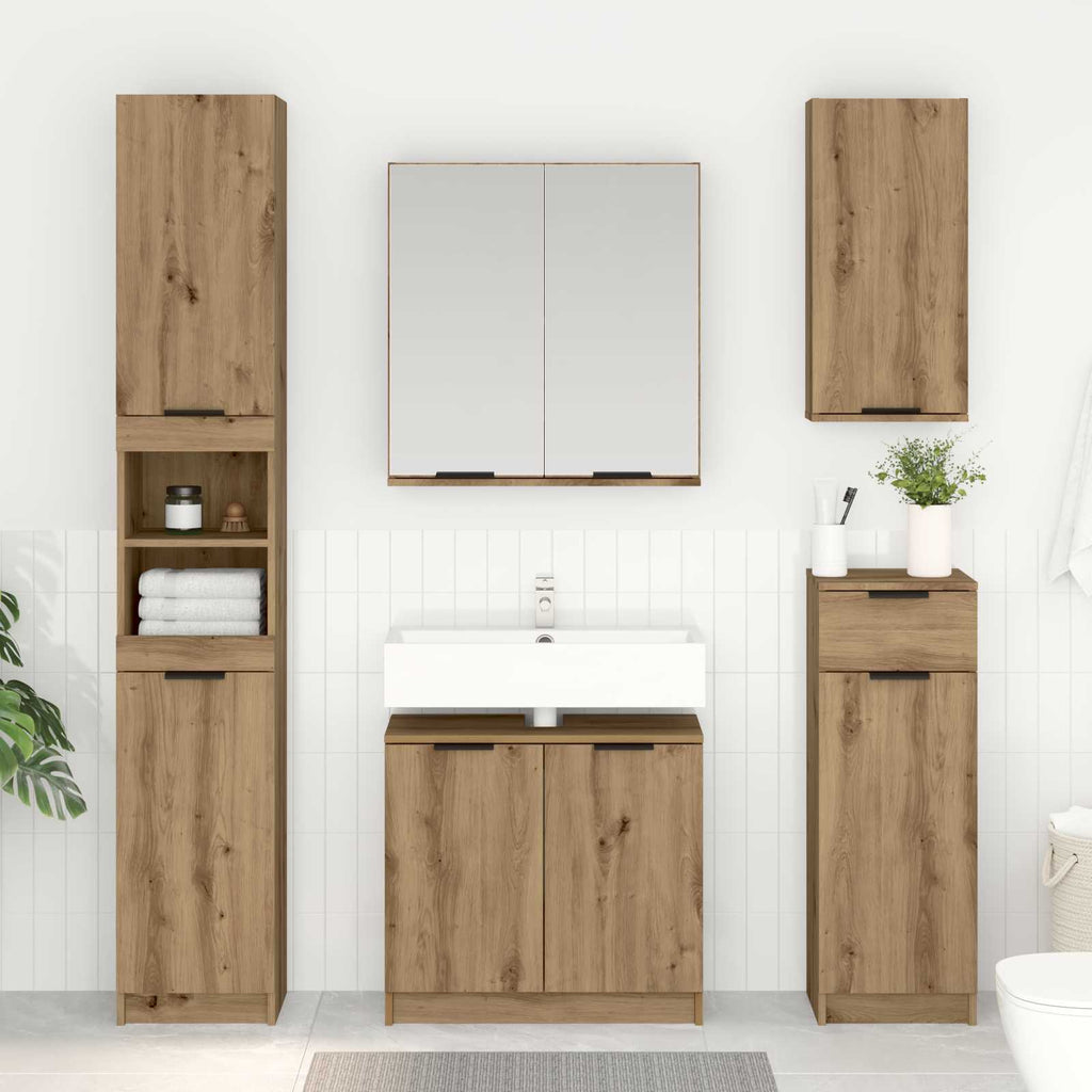 Badezimmerschrank mit Tür Artisan-Eiche 64,5 x 33,5 x 59 cm