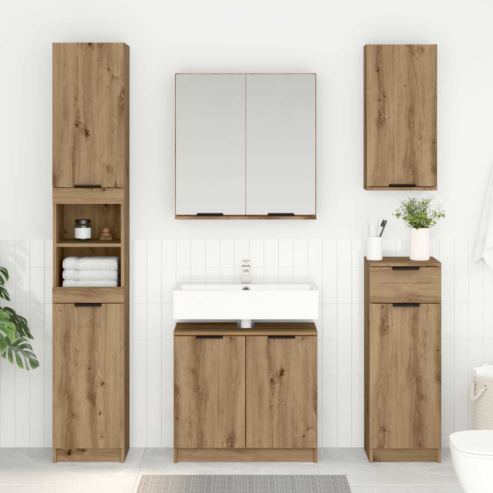 Badezimmerschrank mit Tür Artisan-Eiche 64,5 x 33,5 x 59 cm