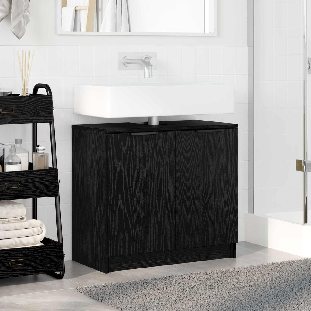 Badezimmerschrank Schwarz Eichen-Optik 64,5 x 33,5 x 59 cm