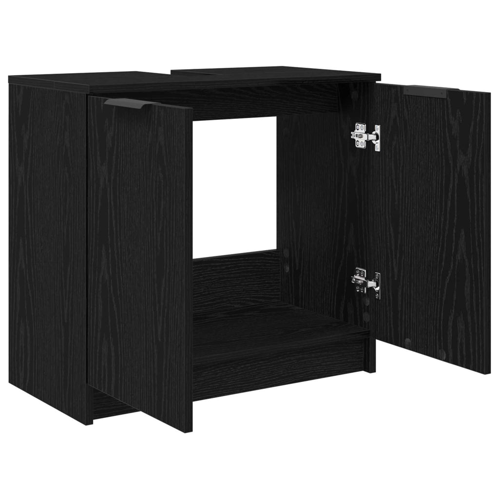 Badezimmerschrank Schwarz Eichen-Optik 64,5 x 33,5 x 59 cm