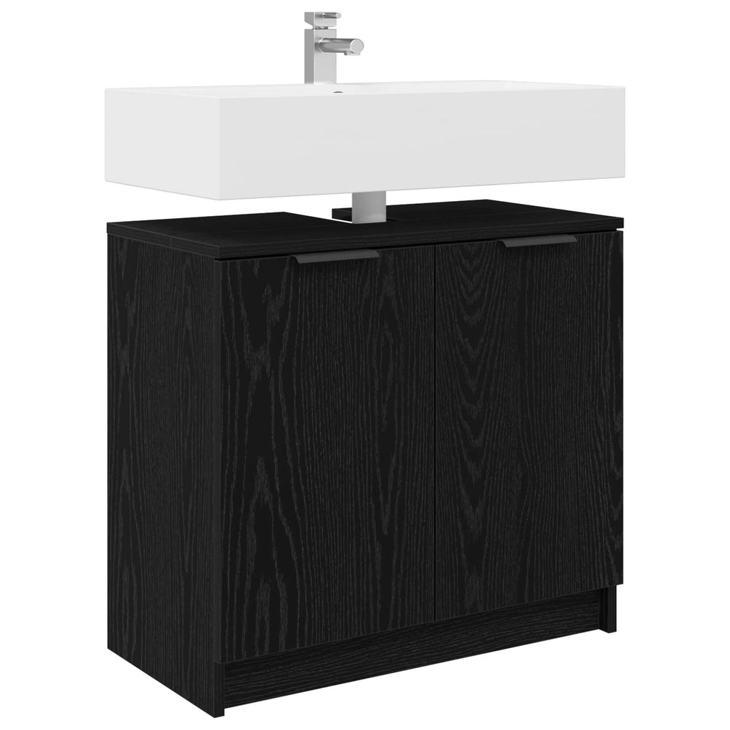 Badezimmerschrank Schwarz Eichen-Optik 64,5 x 33,5 x 59 cm