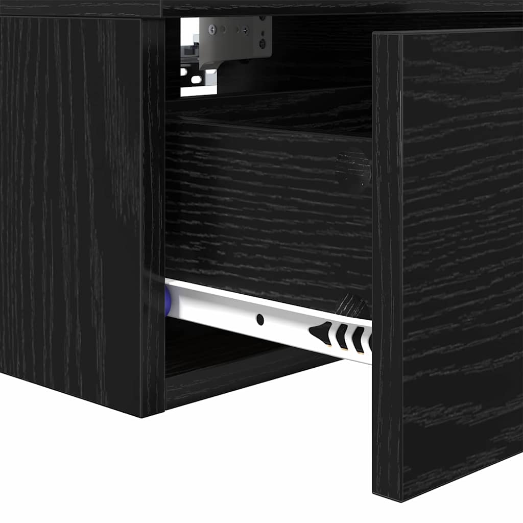 Nachttisch 2 pcs Schwarz Eichen-Optik 34 x 30 x 20 cm