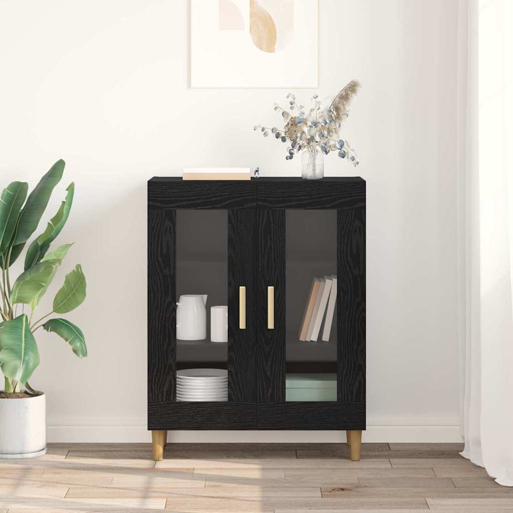 Sideboard Schwarz Eichen-Optik 69,5 x 34 x 90 cm Holzwerkstoff