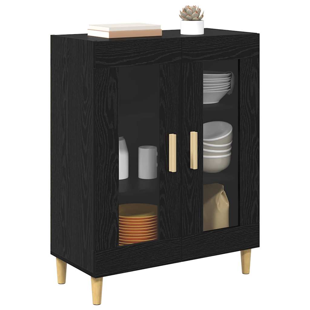 Sideboard Schwarz Eichen-Optik 69,5 x 34 x 90 cm Holzwerkstoff