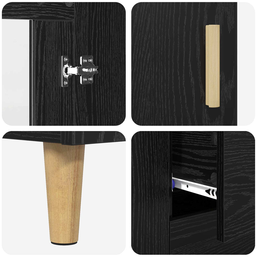 Sideboard Schwarz Eichen-Optik 69,5 x 34 x 90 cm Holzwerkstoff