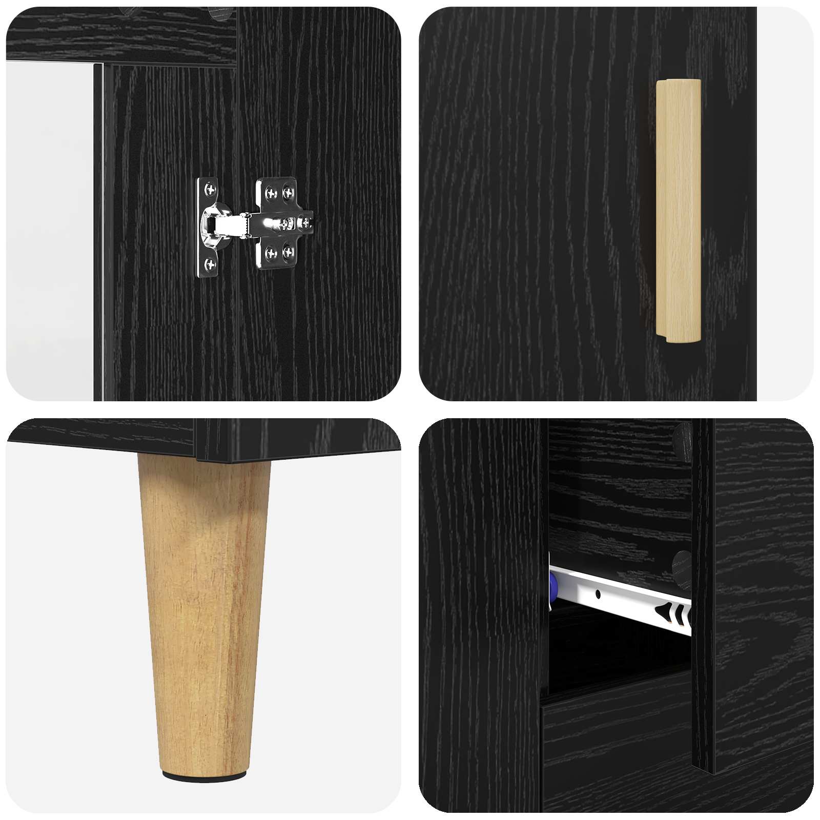 Sideboard Schwarz Eichen-Optik 69,5 x 34 x 90 cm Holzwerkstoff