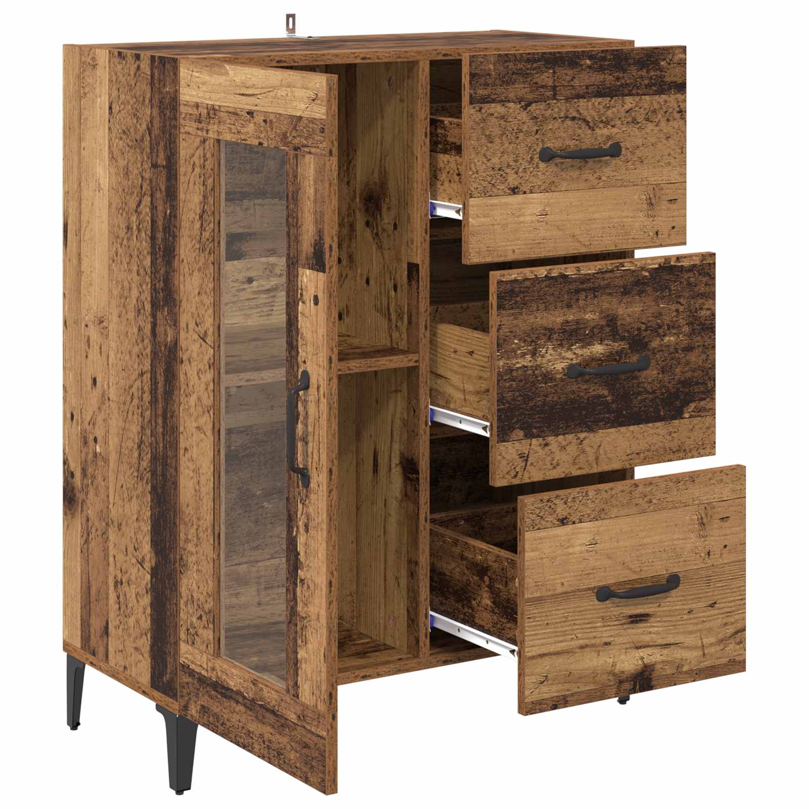 Sideboard Altholz 69,5 x 34 x 90 cm Verbundholz und Eisen