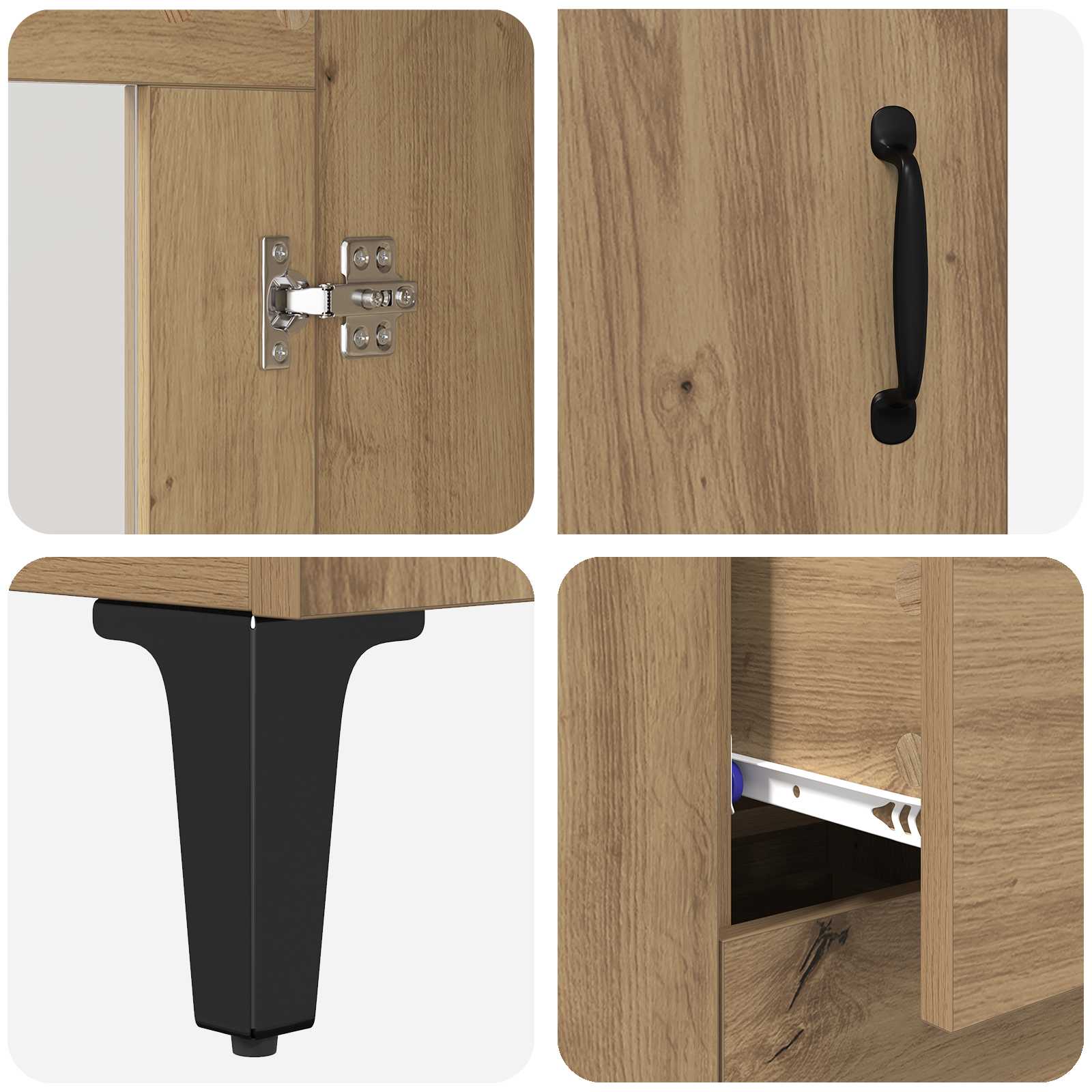Sideboard Artisan-Eiche 69,5 x 34 x 90 cm Verbundholz und Eisen