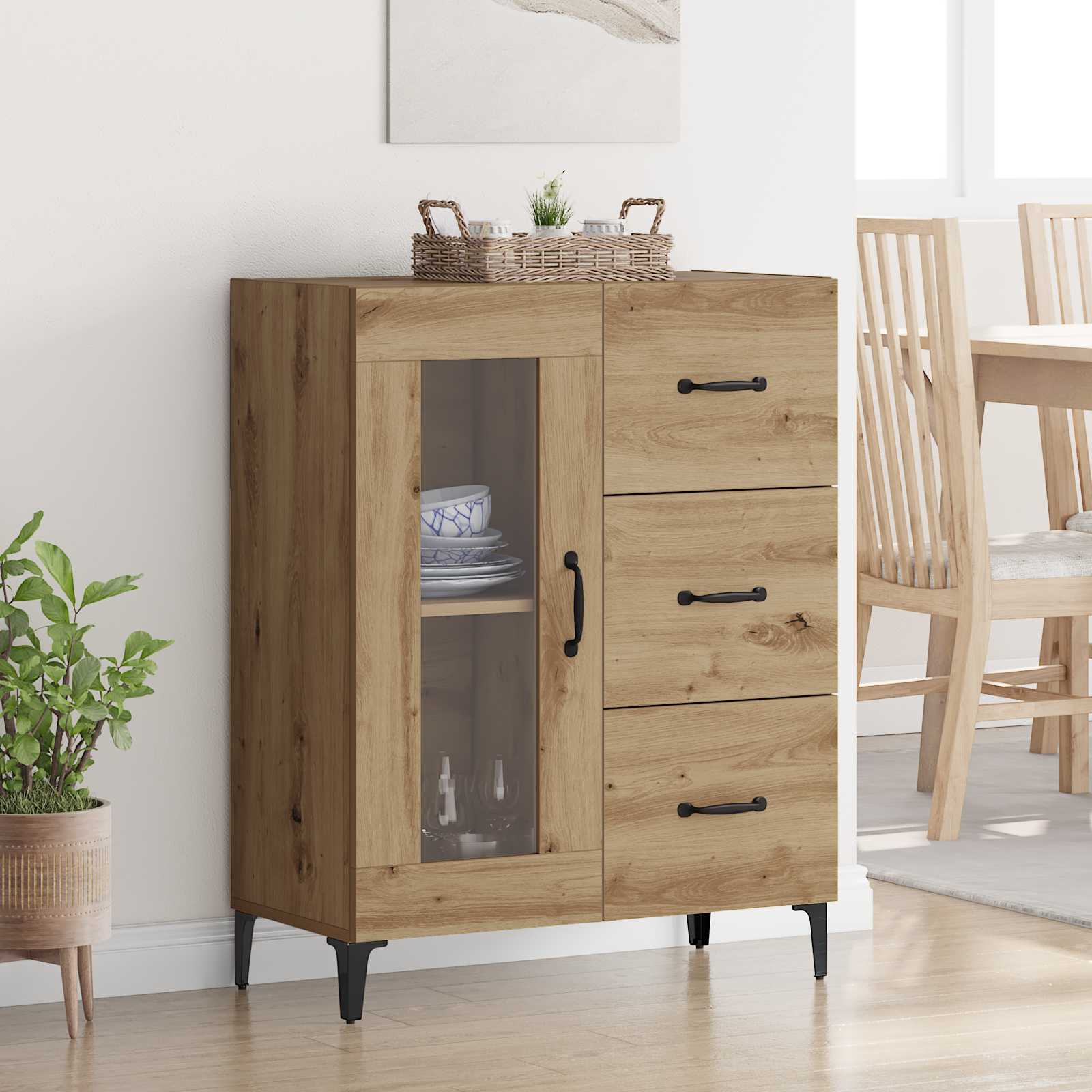 Sideboard Artisan-Eiche 69,5 x 34 x 90 cm Verbundholz und Eisen