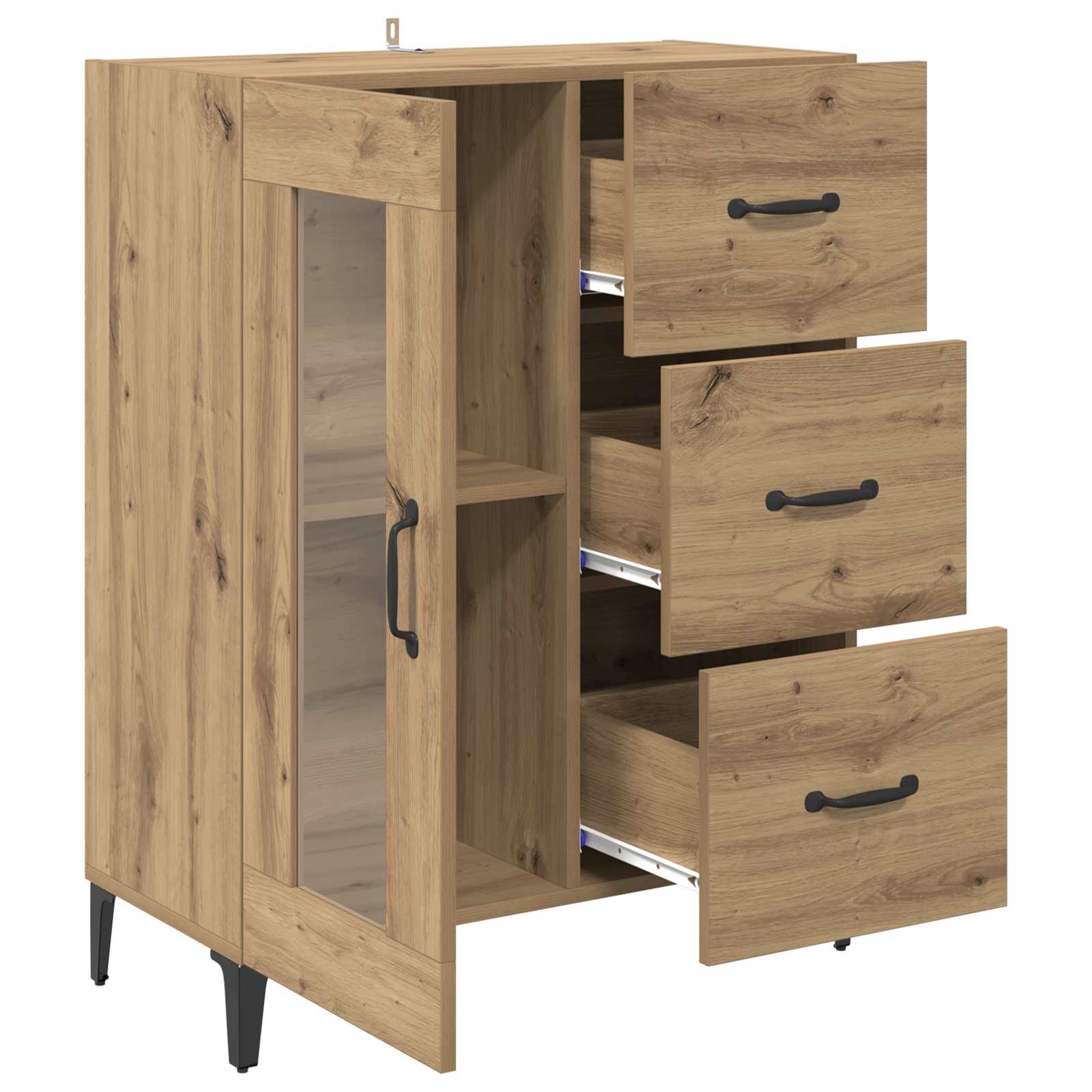 Sideboard Artisan-Eiche 69,5 x 34 x 90 cm Verbundholz und Eisen