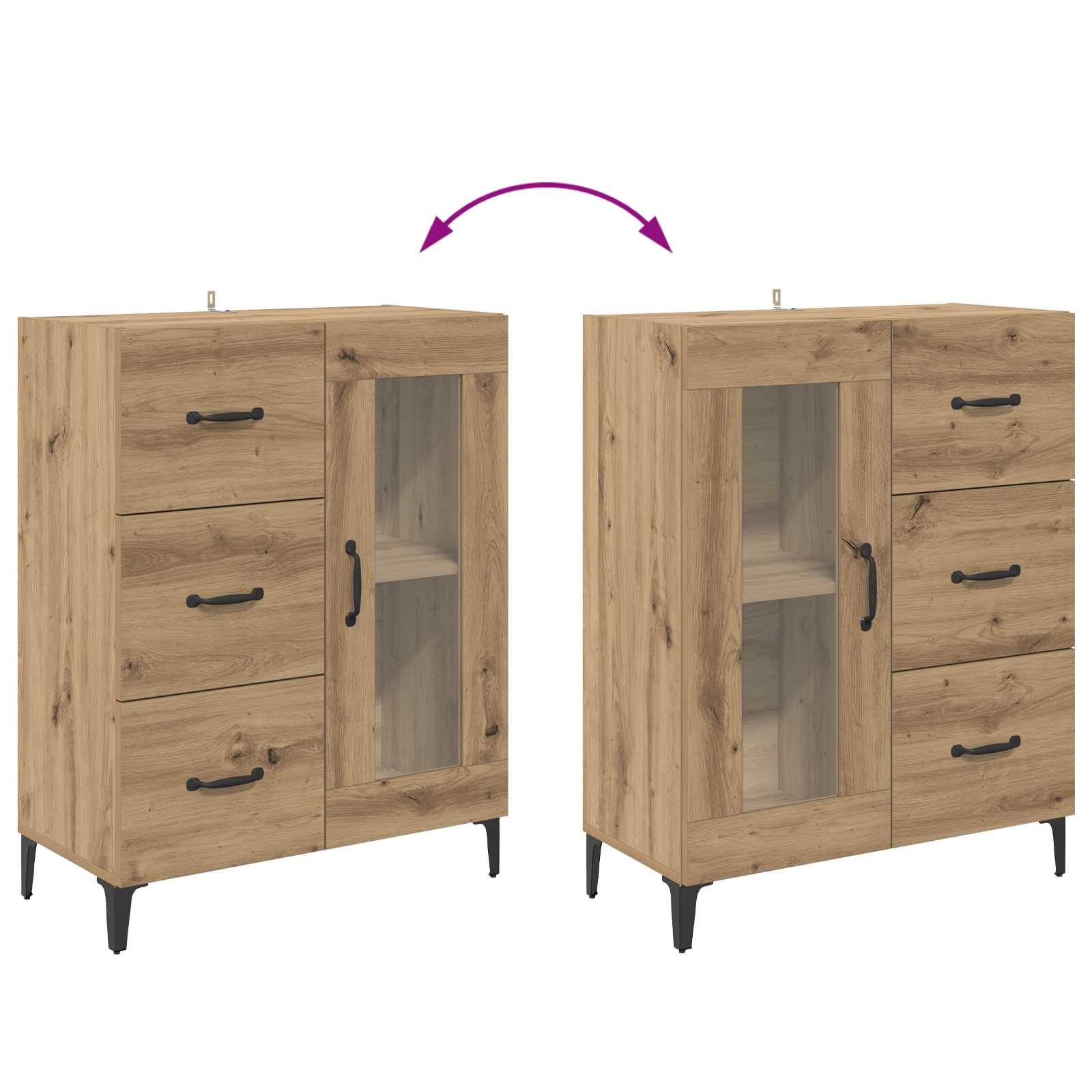 Sideboard Artisan-Eiche 69,5 x 34 x 90 cm Verbundholz und Eisen