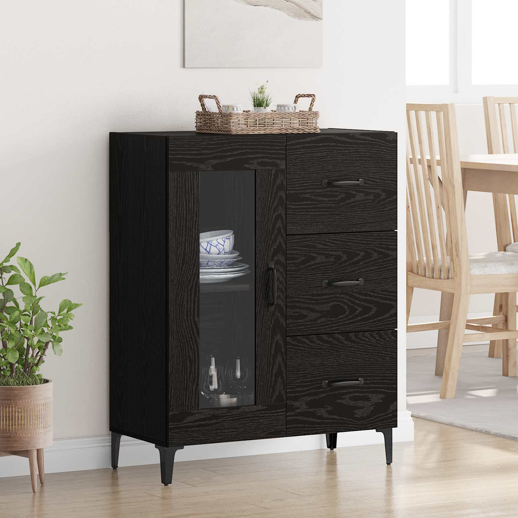 Sideboard mit Schubladen Schwarz Eichen-Optik 69,5 x 34 x 90 cm