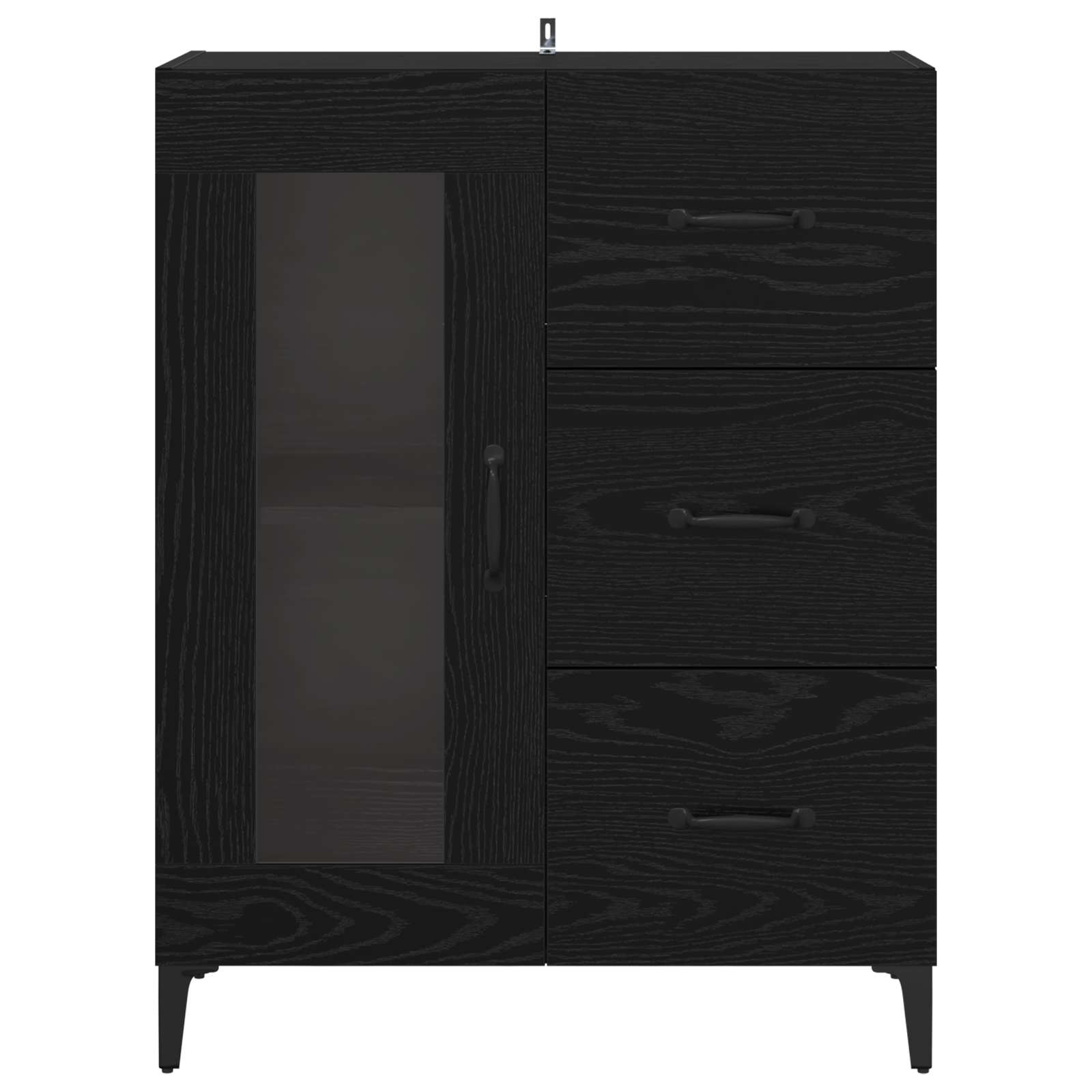Sideboard mit Schubladen Schwarz Eichen-Optik 69,5 x 34 x 90 cm