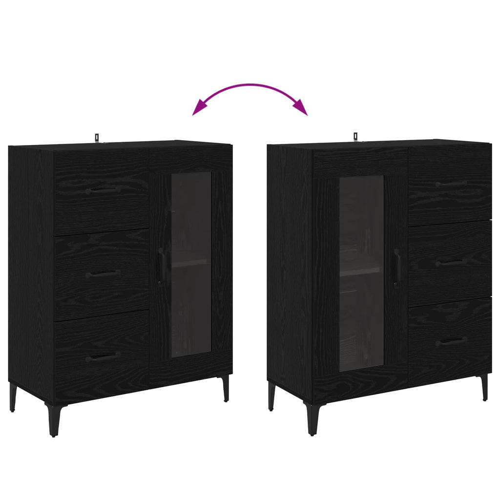 Sideboard mit Schubladen Schwarz Eichen-Optik 69,5 x 34 x 90 cm