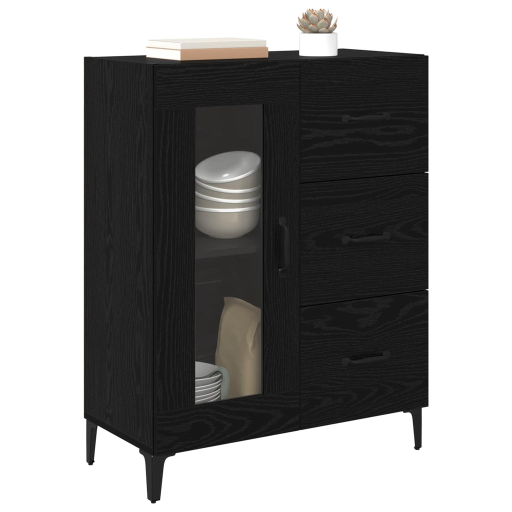 Sideboard mit Schubladen Schwarz Eichen-Optik 69,5 x 34 x 90 cm