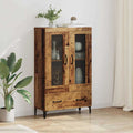 Highboard Altholz 70 x 31 x 115 cm Verbundholz und Eisen