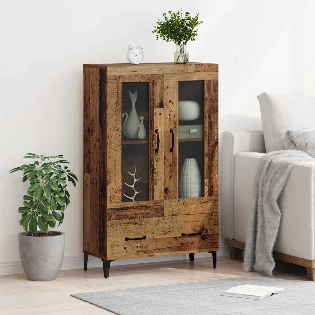 Highboard Altholz 70 x 31 x 115 cm Verbundholz und Eisen