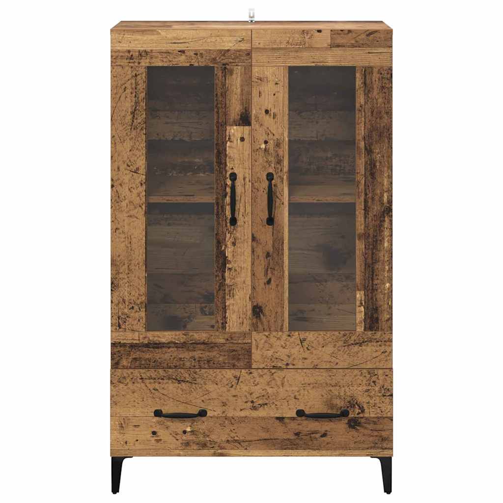 Highboard Altholz 70 x 31 x 115 cm Verbundholz und Eisen