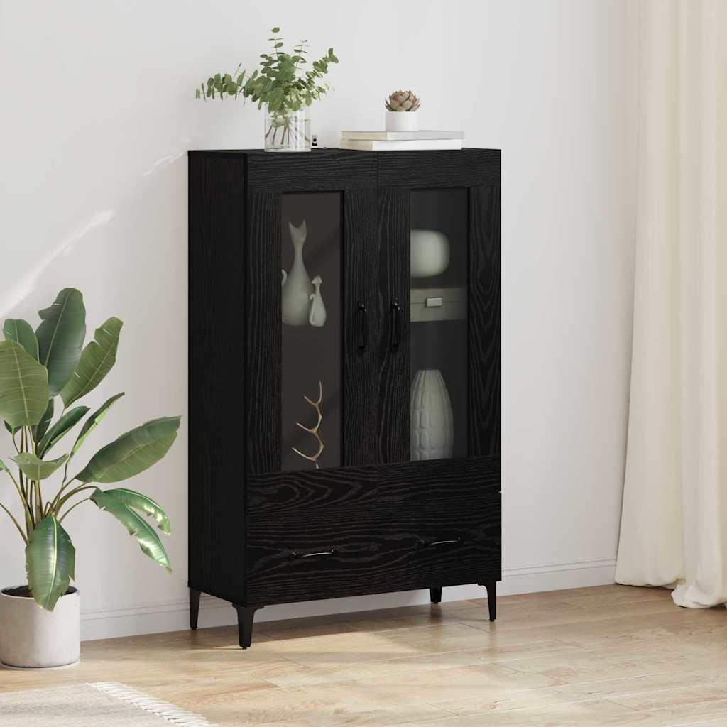 Highboard mit Schubladen Schwarz Eichen-Optik 70 x 31 x 115 cm