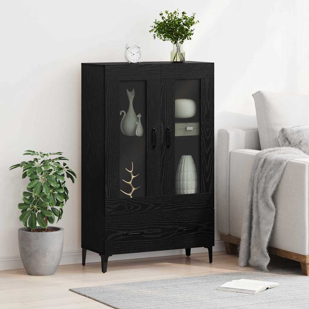 Highboard mit Schubladen Schwarz Eichen-Optik 70 x 31 x 115 cm