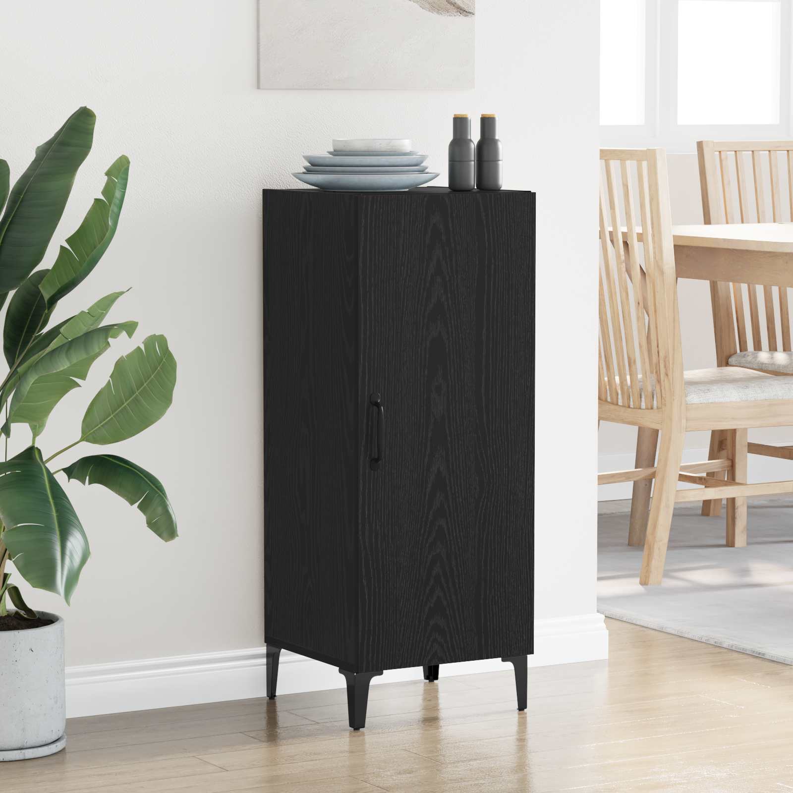 Sideboard Schwarz Eichen-Optik 34,5 x 34 x 90 cm Holzwerkstoff