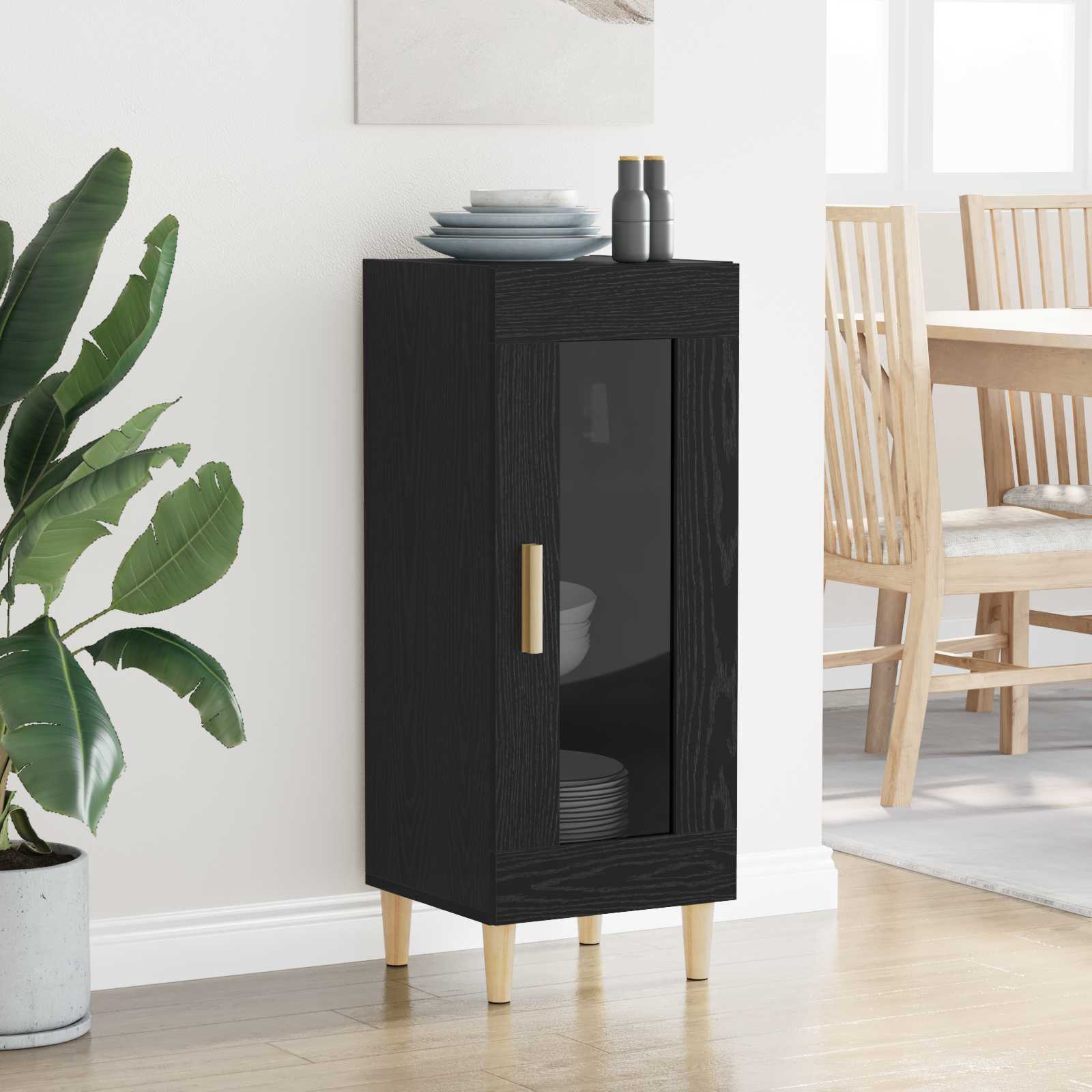 Sideboard Schwarz Eichen-Optik 34,5 x 32,5 x 90 cm
