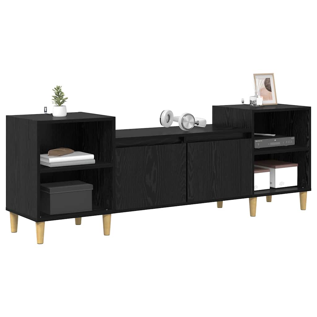 TV-Schränk Schwarz Eichen-Optik 160 x 35 x 55 cm Holzwerkstoff