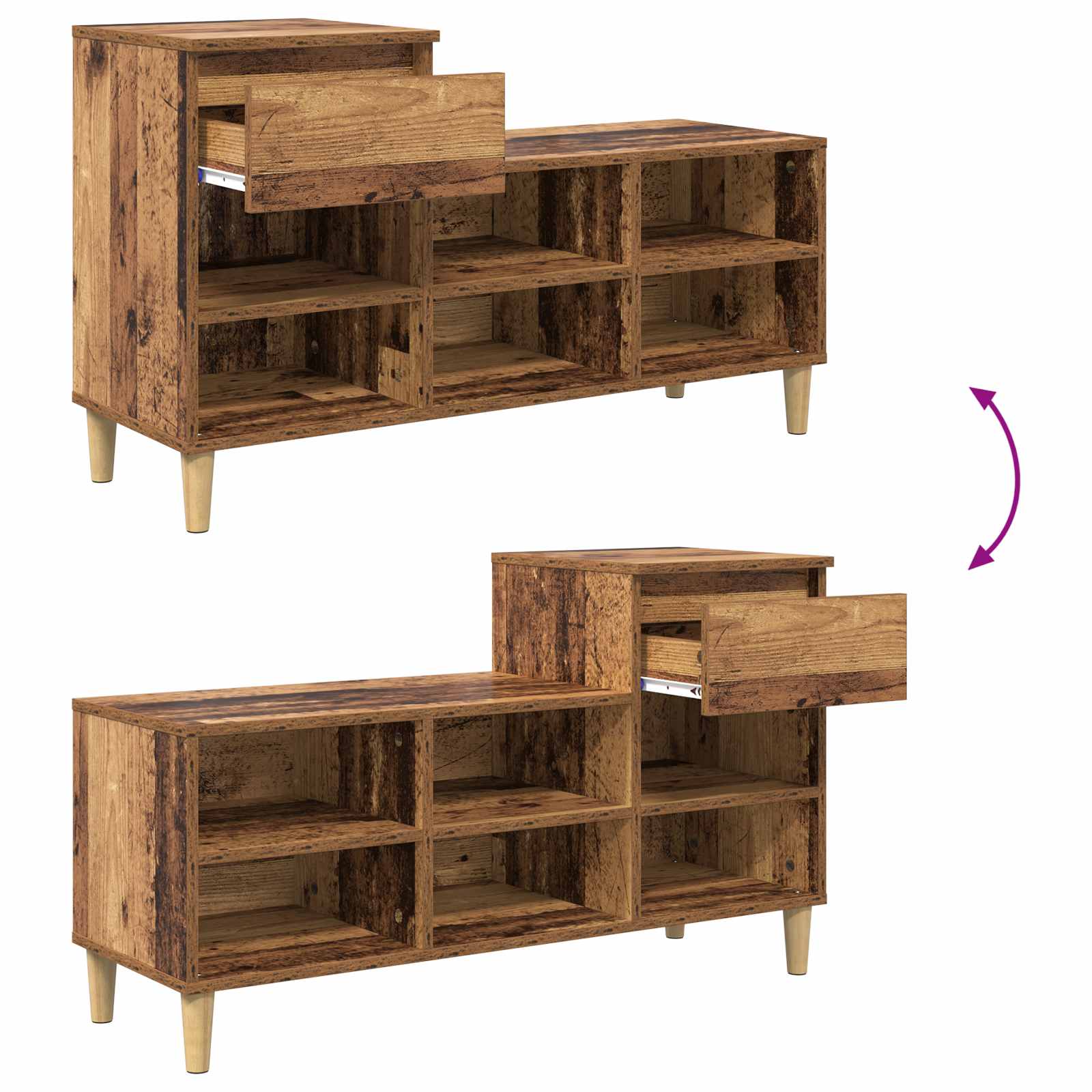 Schuhschrank Altholz 102 x 36 x 60 cm Holzwerkstoff