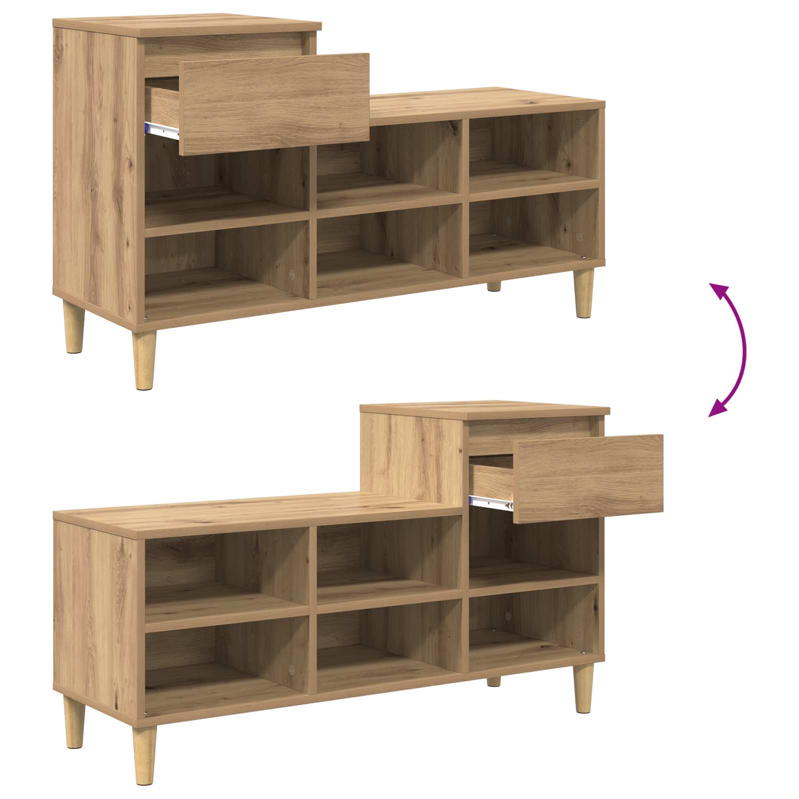 Schuhschrank Artisan-Eiche 102 x 36 x 60 cm Holzwerkstoff