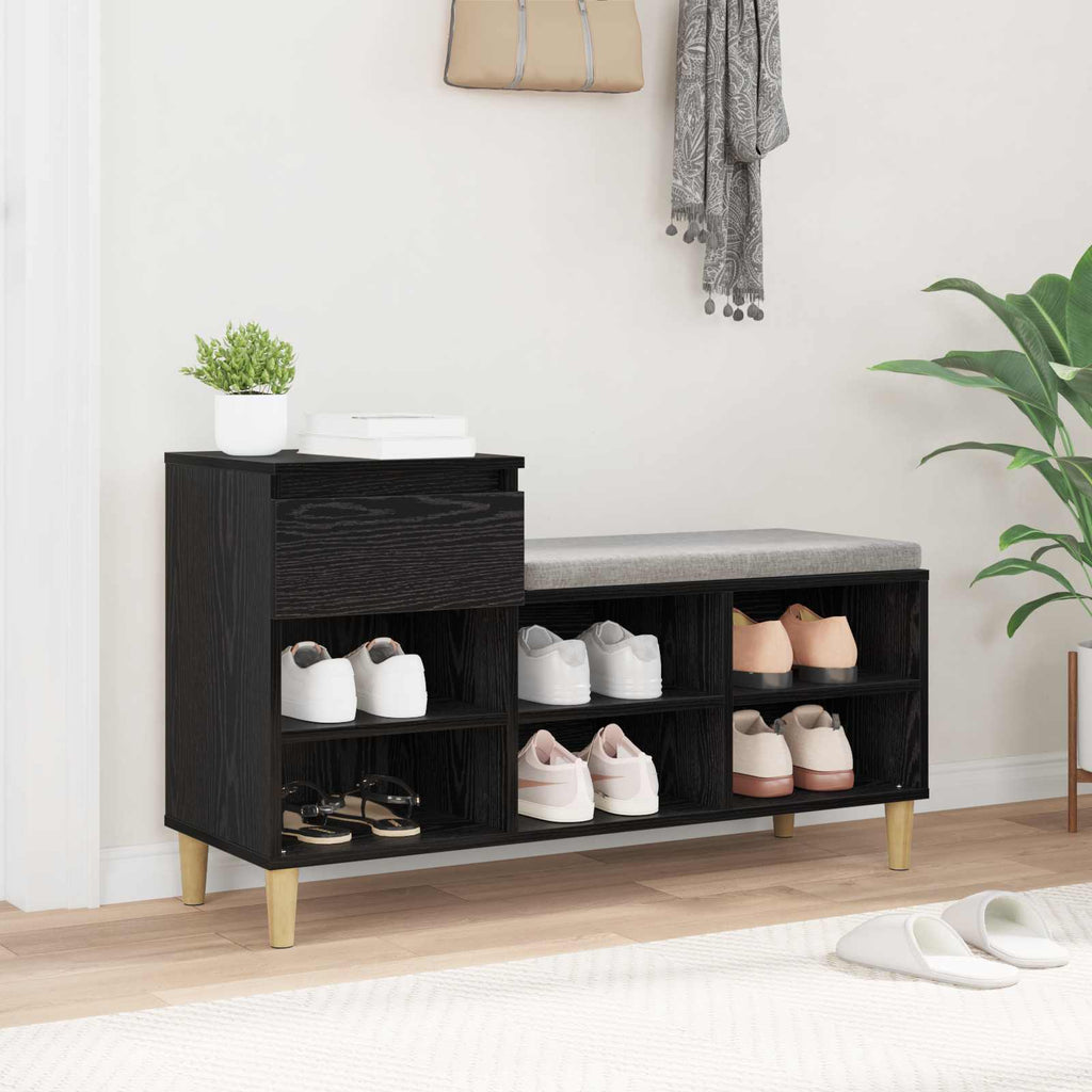 Schuhschrank mit Speicher Schwarz Eichen-Optik 102 x 36 x 60 cm