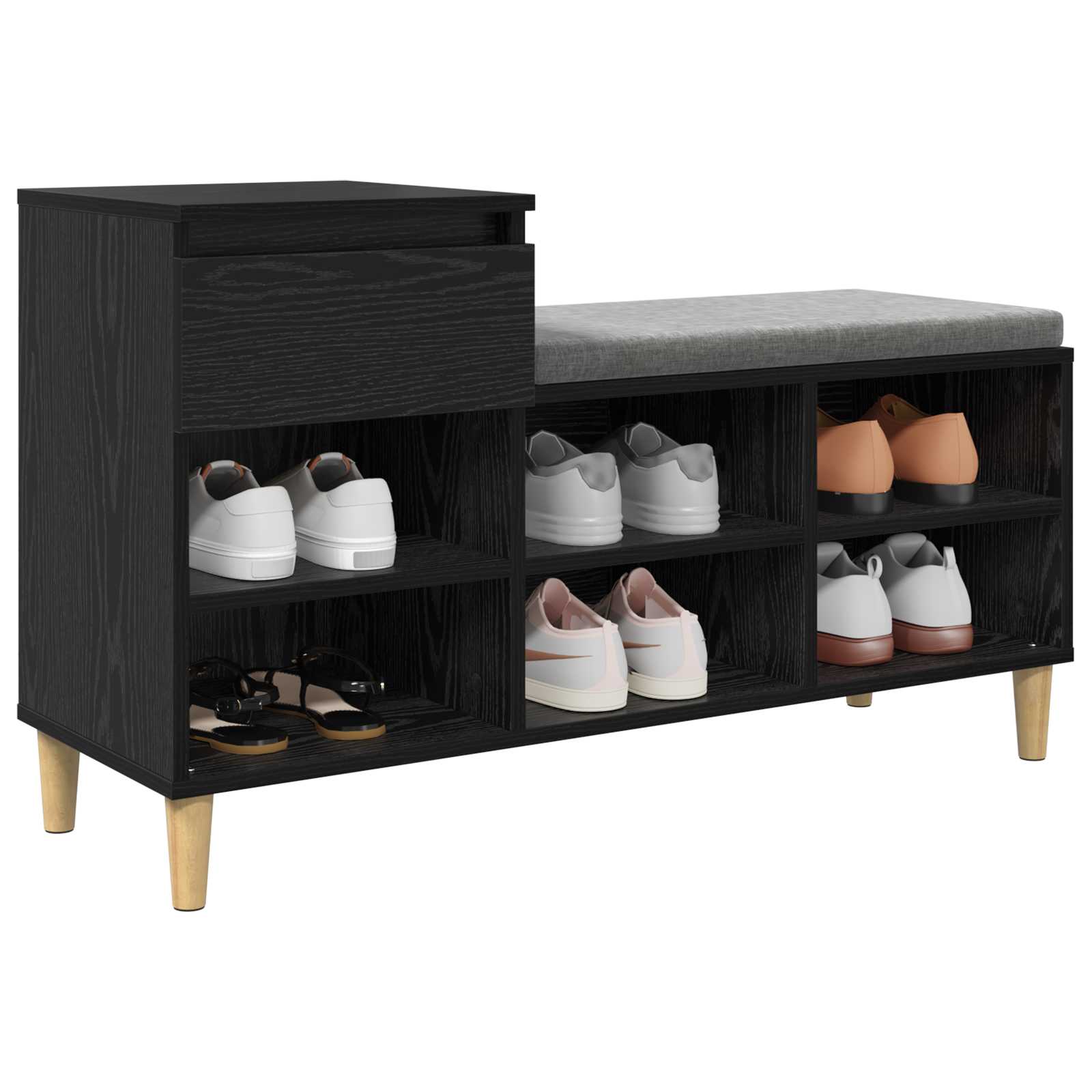 Schuhschrank mit Speicher Schwarz Eichen-Optik 102 x 36 x 60 cm
