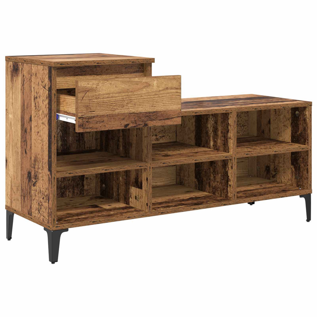 Schuhschrank mit Regal Altholz 102 x 36 x 60 cm Holzwerkstoff