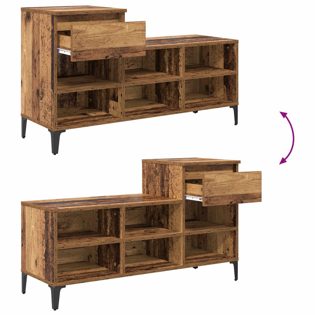 Schuhschrank mit Regal Altholz 102 x 36 x 60 cm Holzwerkstoff