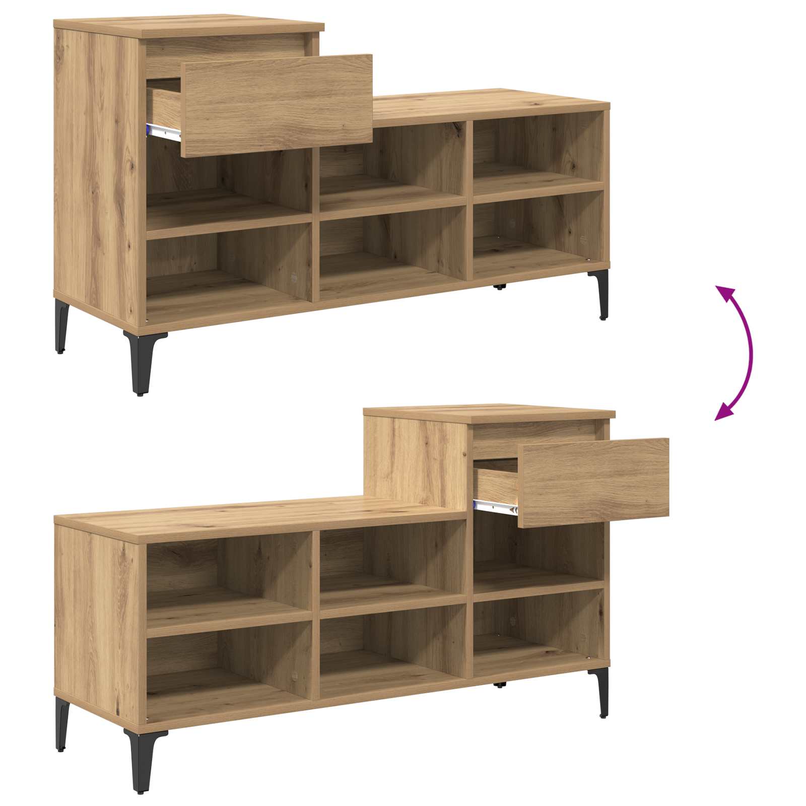 Schuhschrank Artisan-Eiche 102 x 36 x 60 cm Holzwerkstoff