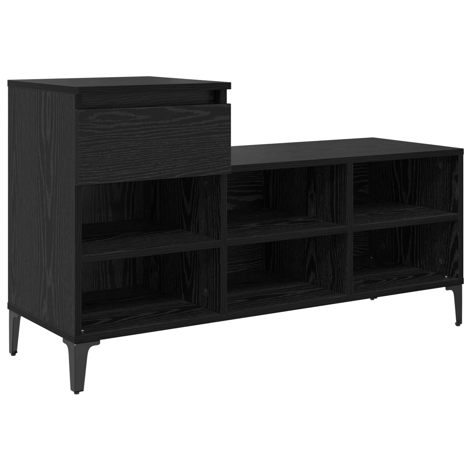Schuhschrank mit Regal Schwarz Eichen-Optik 102 x 36 x 60 cm
