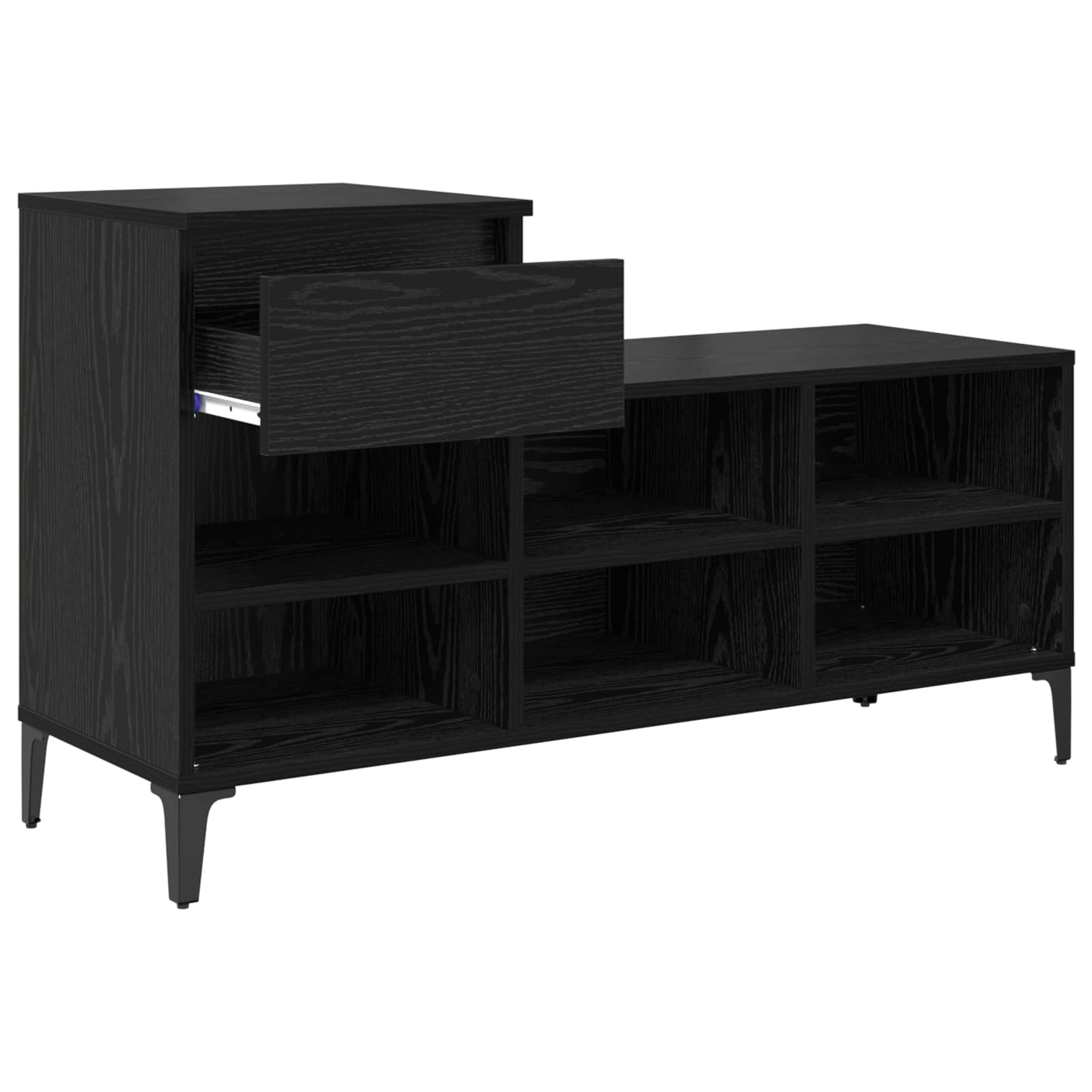 Schuhschrank mit Regal Schwarz Eichen-Optik 102 x 36 x 60 cm